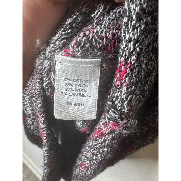 Pure Jill Womens Petite M Grey Marled Wool Cashmere Asymmetrical Sweater - Picture 3 of 7